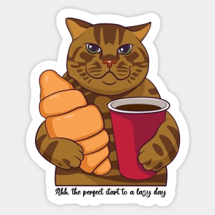 Cat with coffee. Sticker